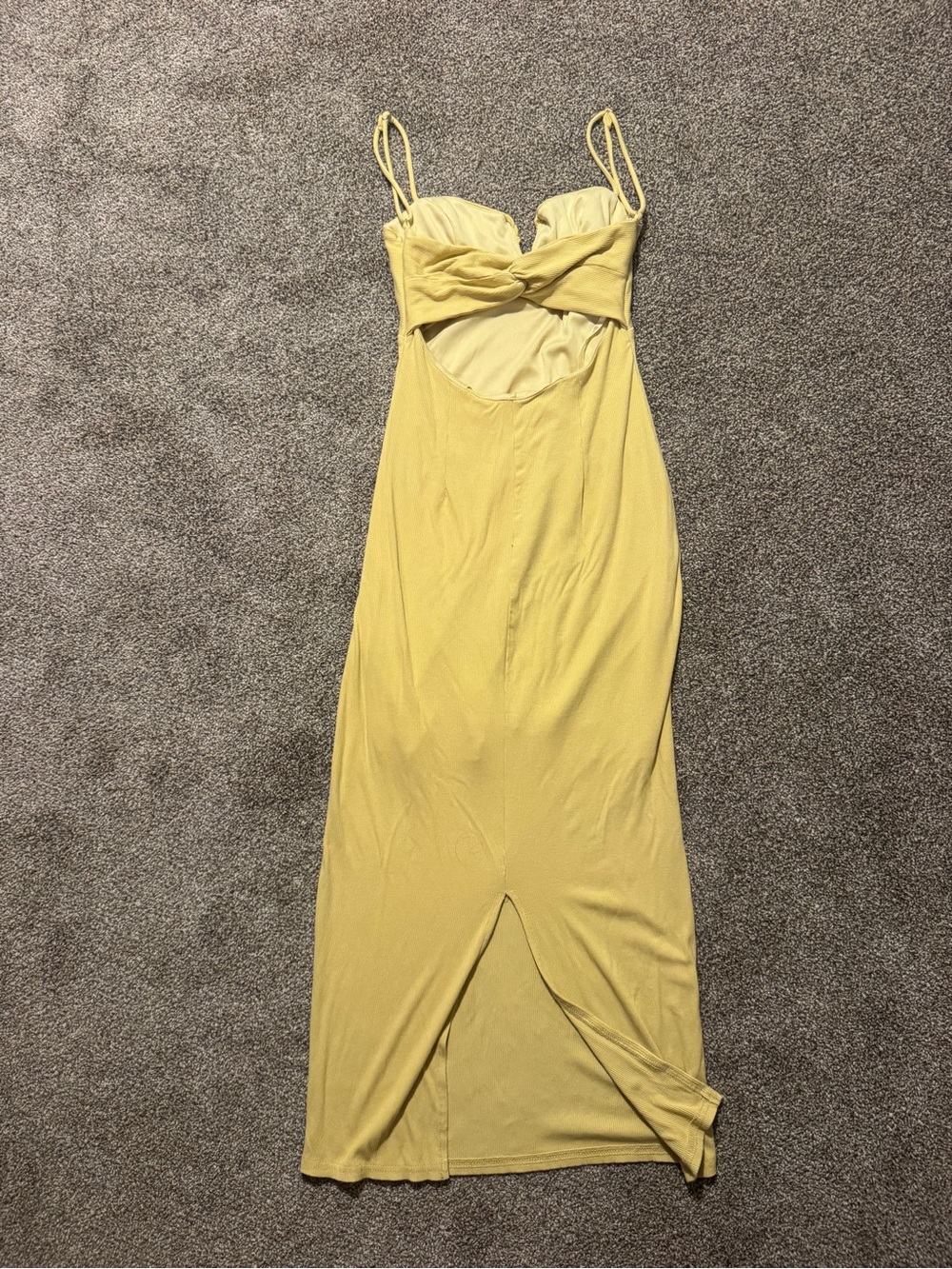 Yellow Maxi Slip Dress with Adjustable Spaghetti Straps - Picture 2 of 3